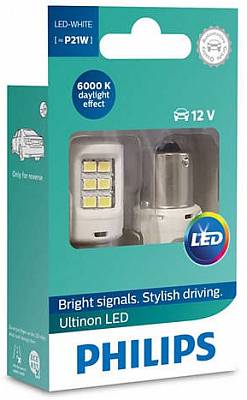 Светодиодные автолампы P21W Philips Ultinon LED White 6000K (11498ULWX2)