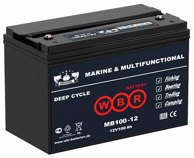 Аккумулятор WBR Marine MB 100-12 AGM - 100 А/ч - тяговый (для лодочных электромоторов)